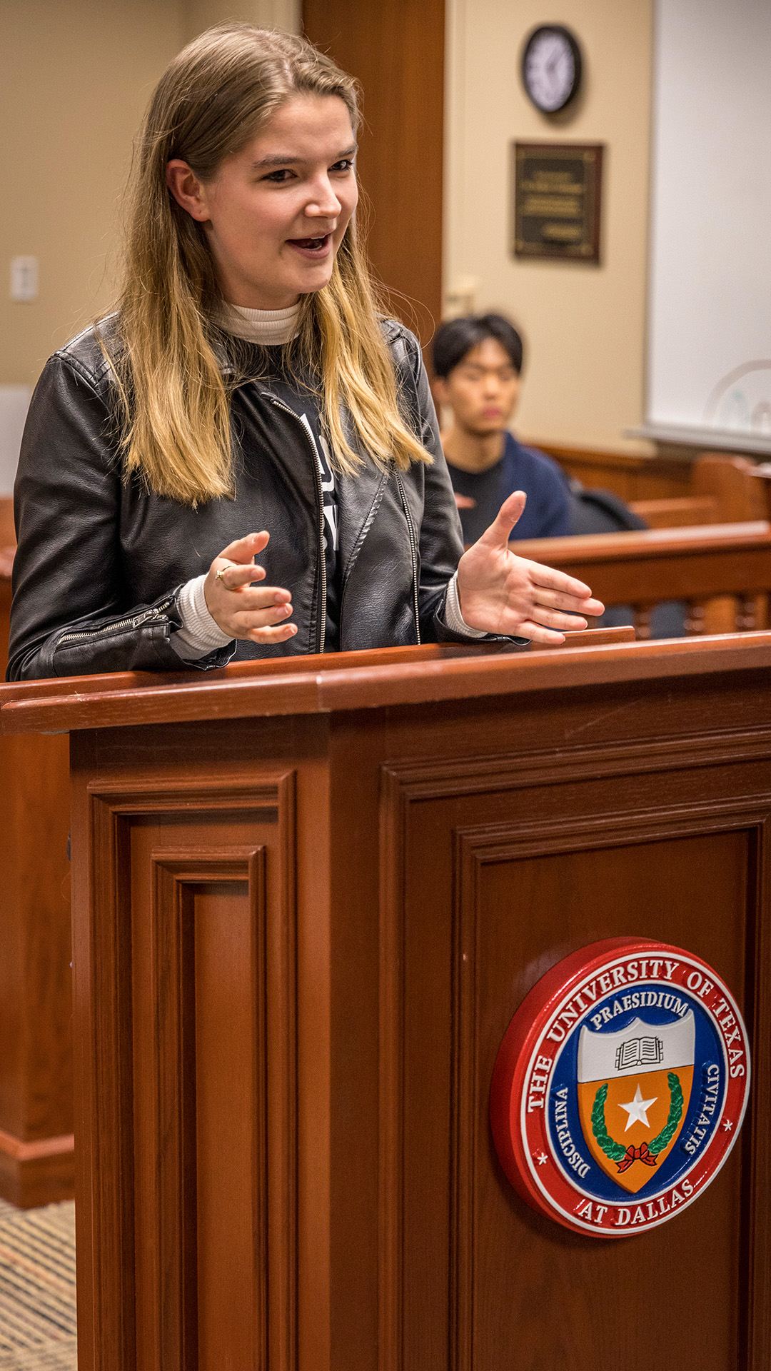 student at a mock trial